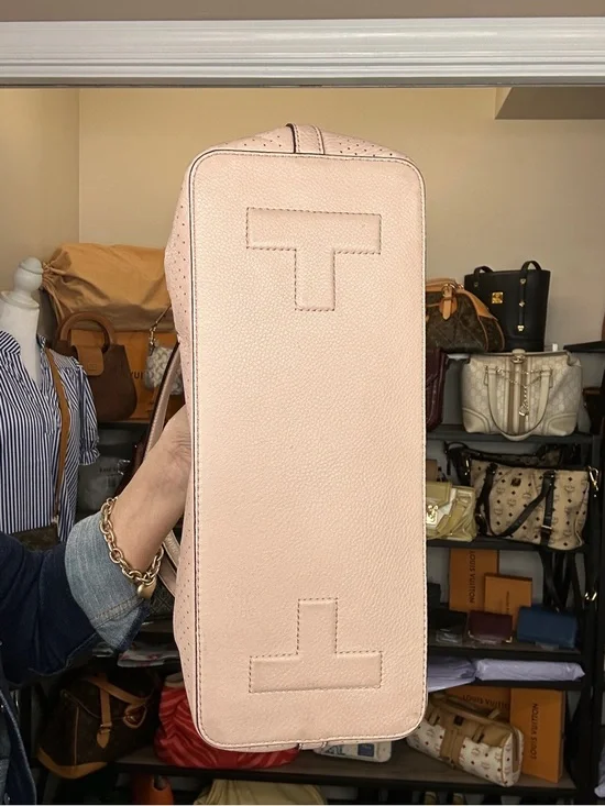 Tory Burch Perforated Leather Tote + Matching Wallet Set Blush Pink 2016 Bundle - Picture 6 of 14